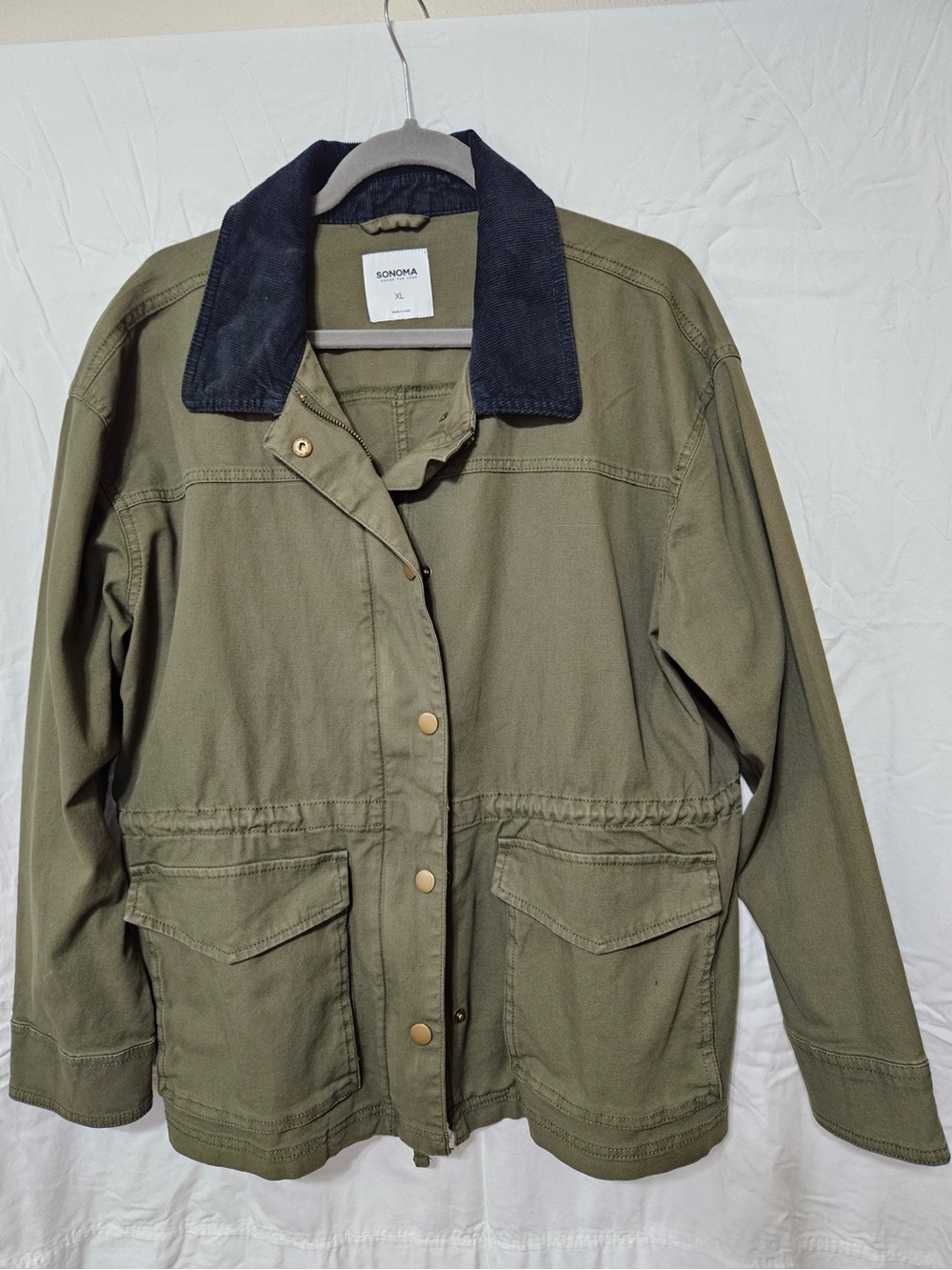 SONOMA Olive Utility Jacket with Dark Contrast Collar